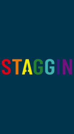 STAGGIN WORD RAINBOW Hoodie - navyRainbow Design