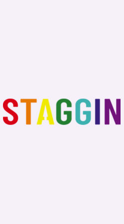 STAGGIN WORD RAINBOW Hoodie - whiteRainbow Design