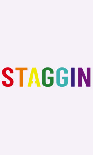 STAGGIN WORD RAINBOW Hoodie - whiteRainbow Design