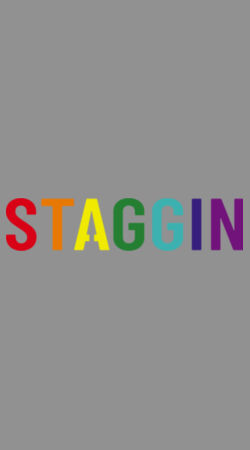 STAGGIN WORD RAINBOW Hoodie - greyRainbow Design