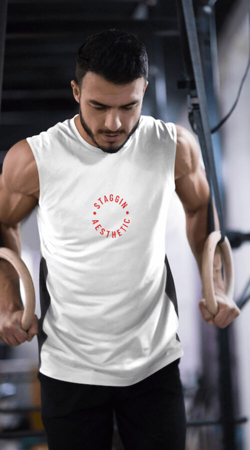 STAGGIN AESTHETIC TANK - whiteRed Thumbnail