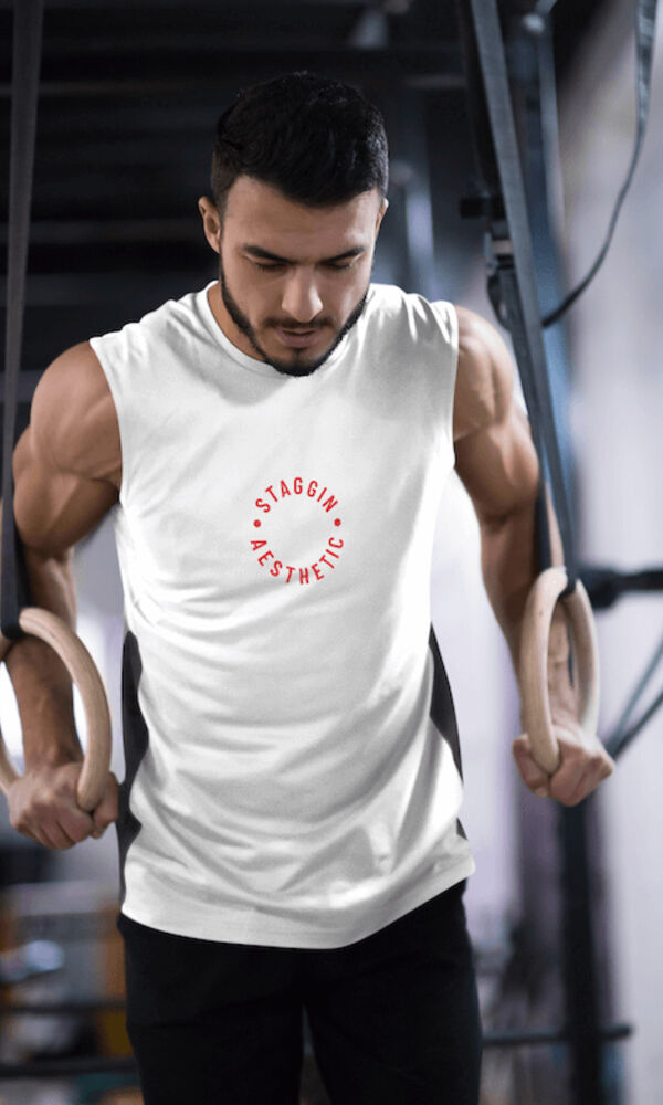 STAGGIN AESTHETIC TANK - whiteRed Thumbnail
