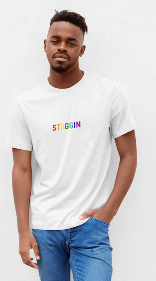 STAGGIN WORD RAINBOW - whiteRainbow Thumbnail