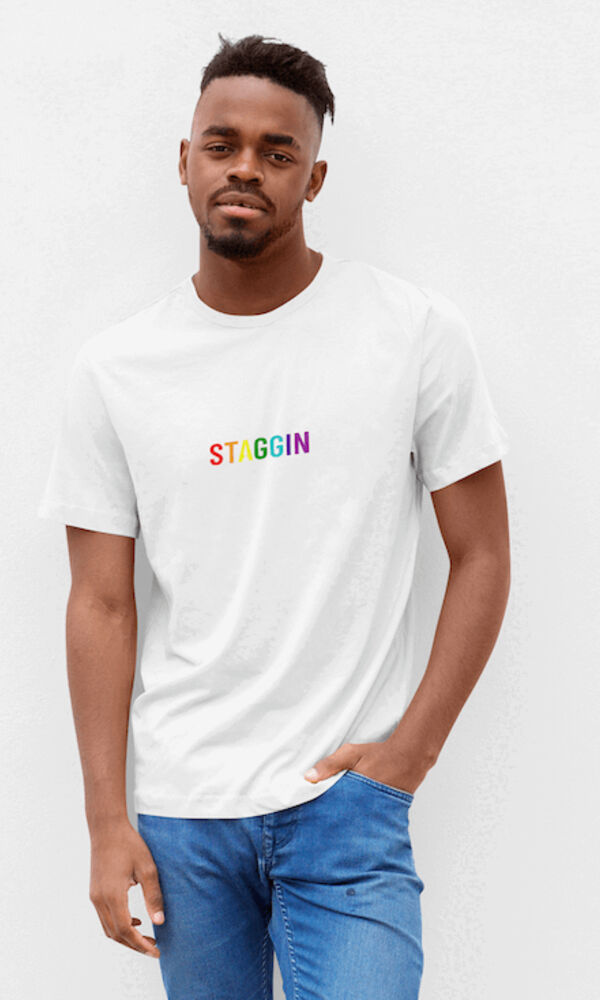 STAGGIN WORD RAINBOW - whiteRainbow Thumbnail