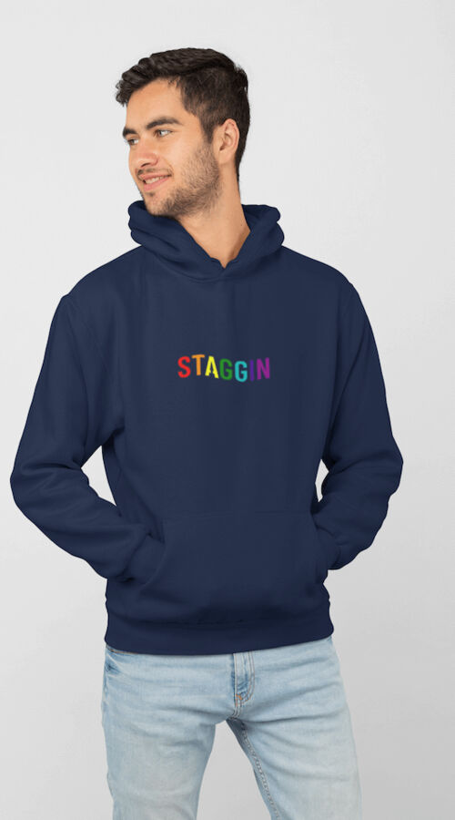 STAGGIN WORD RAINBOW Hoodie - navyRainbow Thumbnail