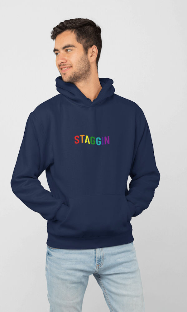 STAGGIN WORD RAINBOW Hoodie - navyRainbow Thumbnail