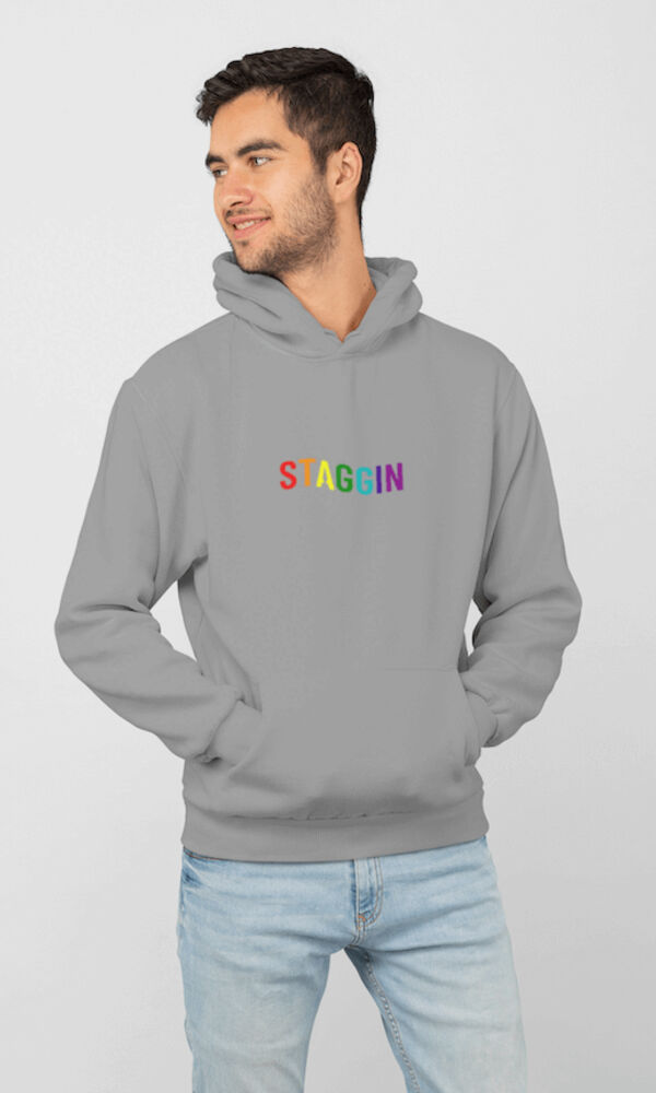 STAGGIN WORD RAINBOW Hoodie - greyRainbow Thumbnail