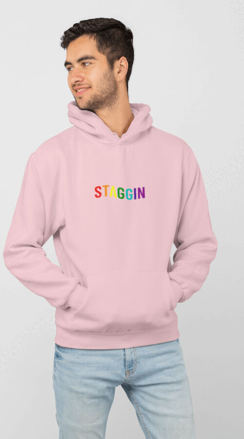 STAGGIN WORD RAINBOW Hoodie - pinkRainbow Thumbnail