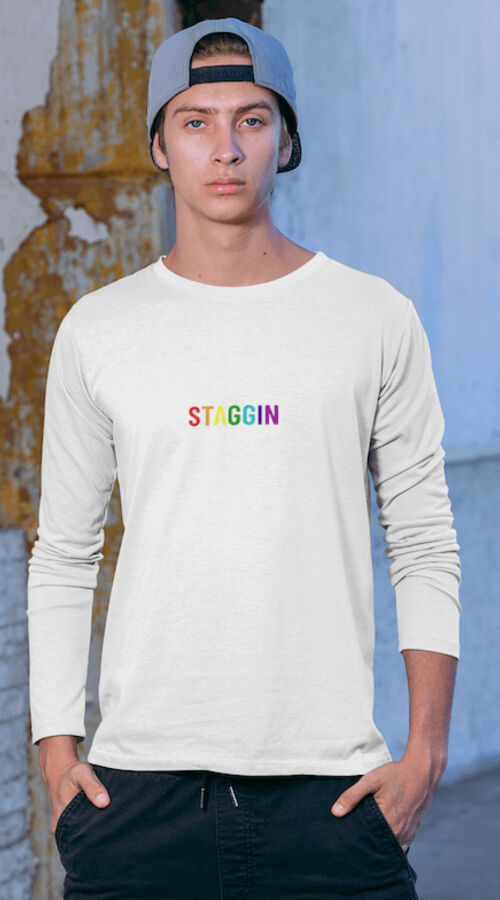 STAGGIN RAINBOW WORD LS - whiteRainbow Thumbnail