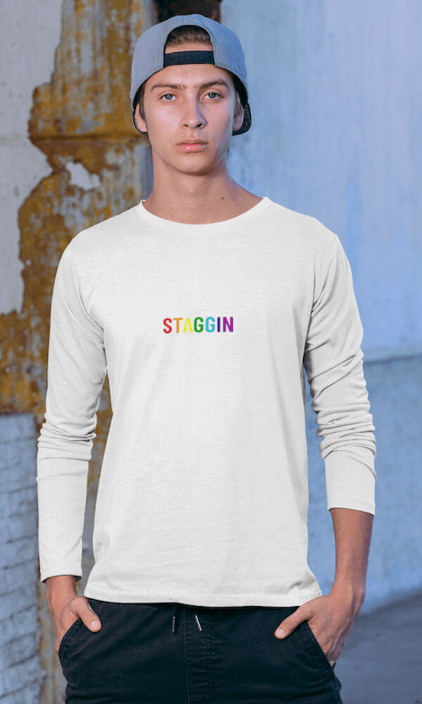 STAGGIN RAINBOW WORD LS - whiteRainbow Thumbnail