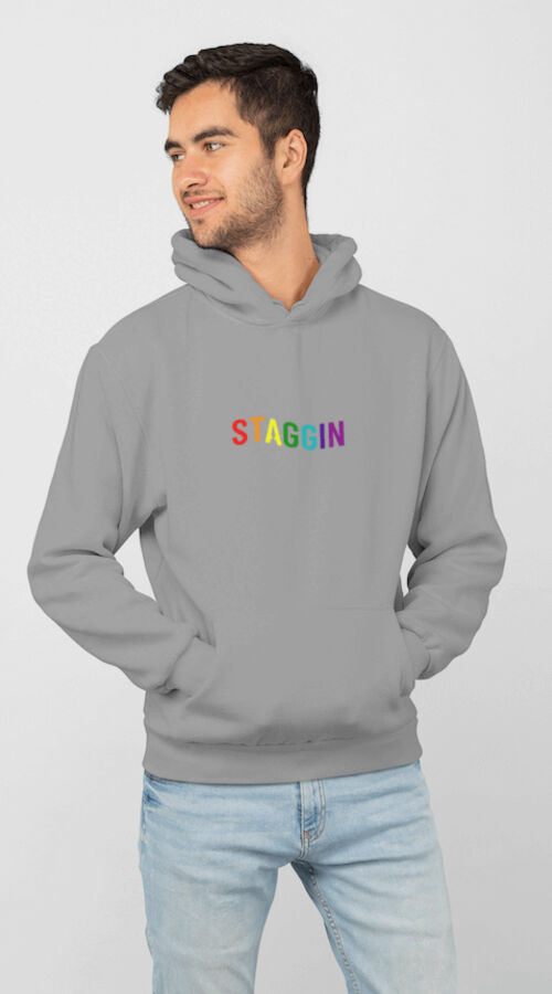 STAGGIN WORD RAINBOW Hoodie - greyRainbow Thumbnail