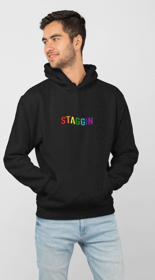 STAGGIN WORD RAINBOW Hoodie - blackRainbow Thumbnail