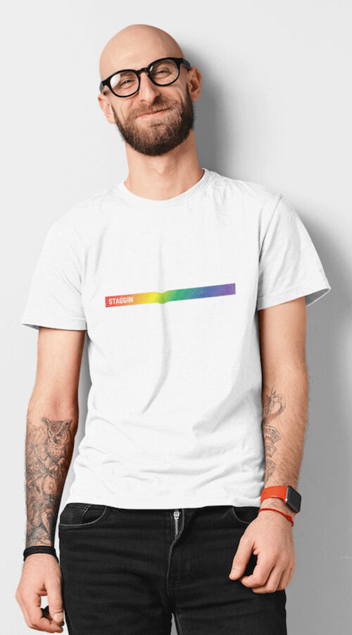 STAGGIN PRIDE STRIPE - whiteRainbow Thumbnail