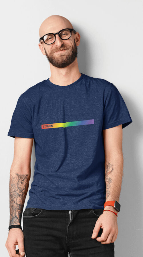 STAGGIN BOTTOM PRIDE STRIPE - navyRainbow Thumbnail
