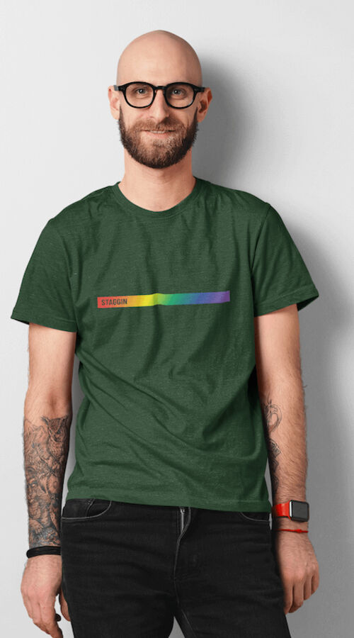 STAGGIN BOTTOM PRIDE STRIPE - greenRainbow Thumbnail