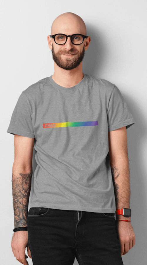 STAGGIN VERS BOTTOM PRIDE STRIPE - greyRainbow Thumbnail