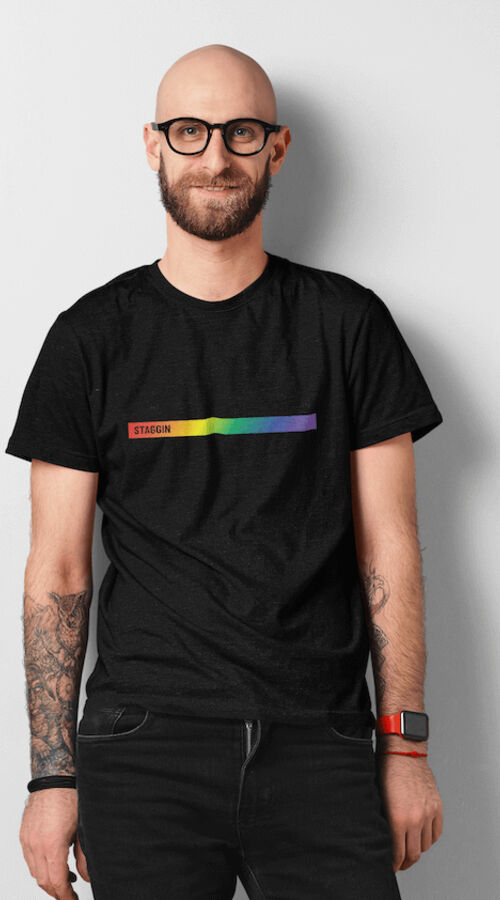 STAGGIN VERS TOP PRIDE STRIPE - blackRainbow Thumbnail