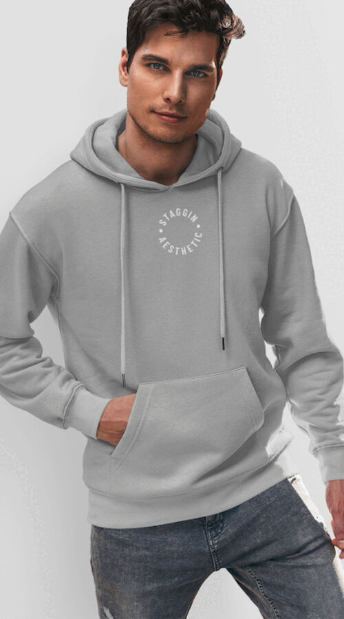 STAGGIN AESTHETIC UC HOODIE - greyWhite Thumbnail