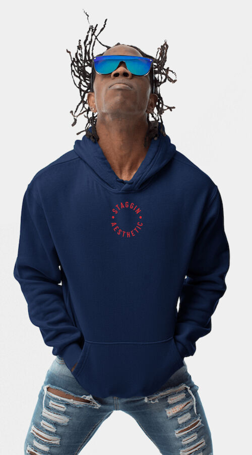 STAGGIN AESTHETIC UC HOODIE - navyRed Thumbnail