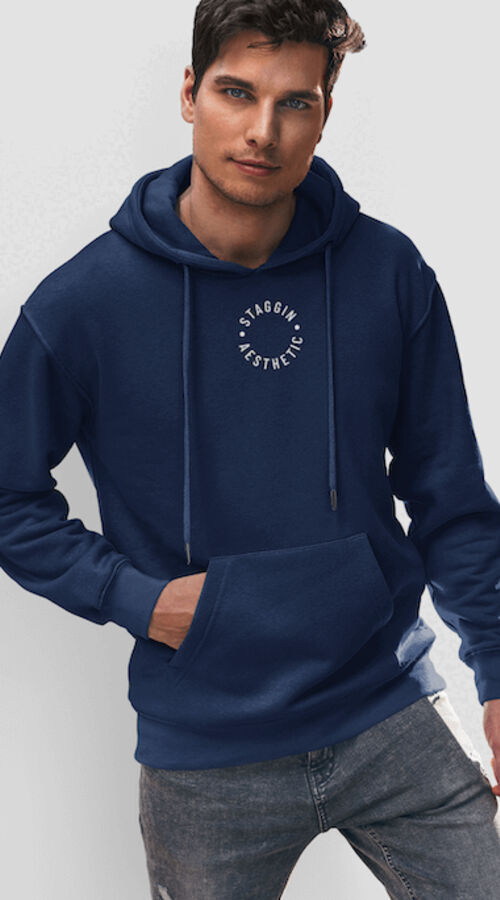 STAGGIN AESTHETIC UC HOODIE - navyWhite Thumbnail