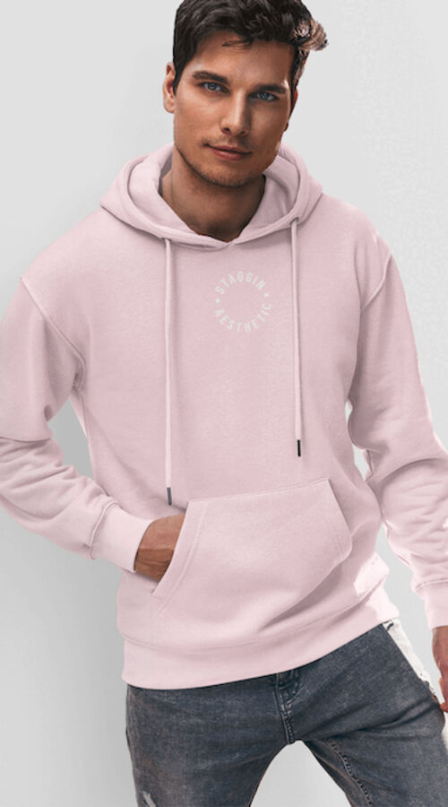 STAGGIN AESTHETIC UC HOODIE - pinkWhite Thumbnail