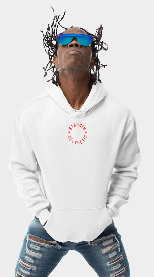 STAGGIN AESTHETIC UC HOODIE - whiteRed Thumbnail